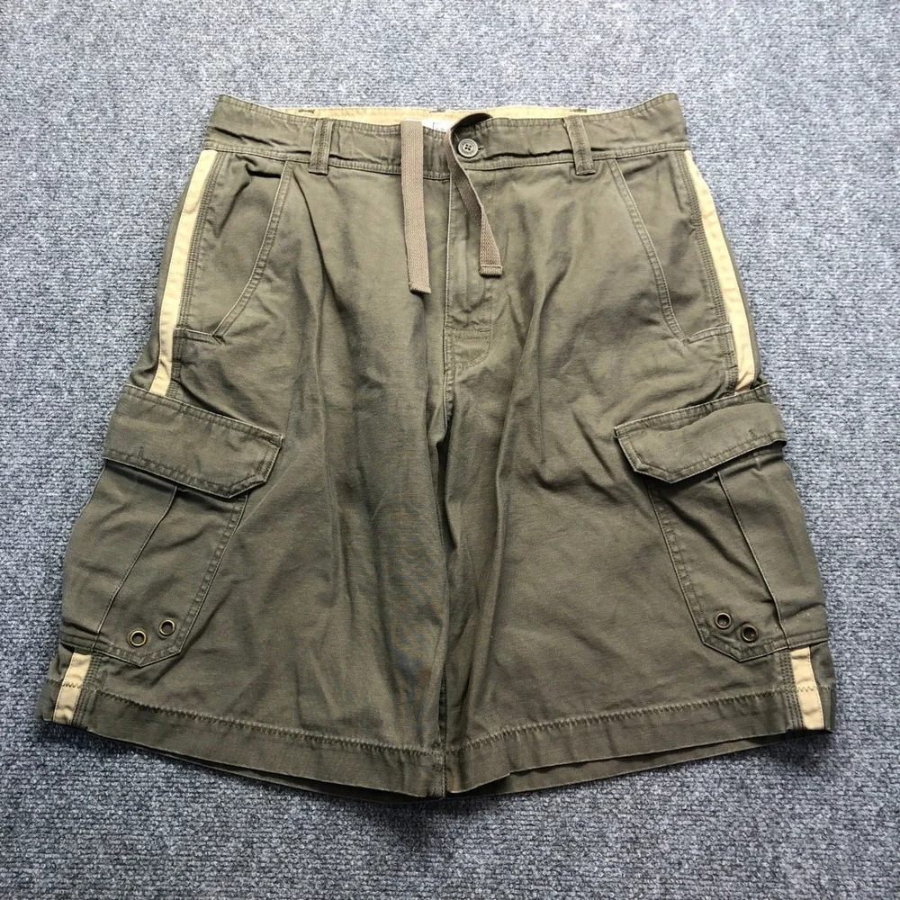 Arizona Jean Company Mens 34 Cargo Shorts Olive Green Cotton Twill Utility